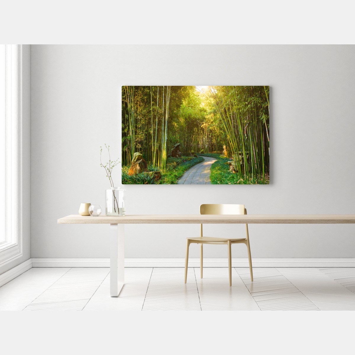 Obraz na płótnie spokojna ścieżka w bambusowym lesie – Wallissimo® Obraz na płótnie spokojna ścieżka w bambusowym lesie – Wallissimo®