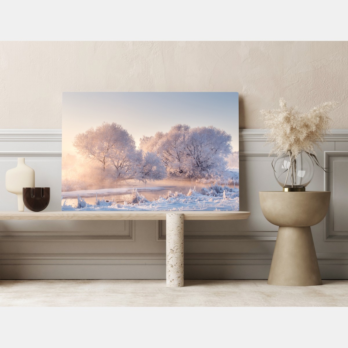 Obraz na płótnie oszronione drzewa o świcie – Wallissimo® Obraz na płótnie oszronione drzewa o świcie – Wallissimo®