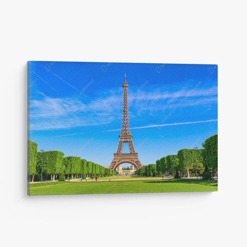 Obraz na płótnie Wieża Eiffla na Polu Marsowym, żywy paryski krajobraz