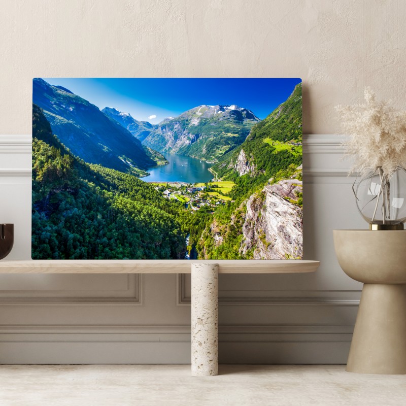 Obraz na płótnie Geirangerfjord panorama górska – Wallissimo® Obraz na płótnie Geirangerfjord panorama górska – Wallissimo®