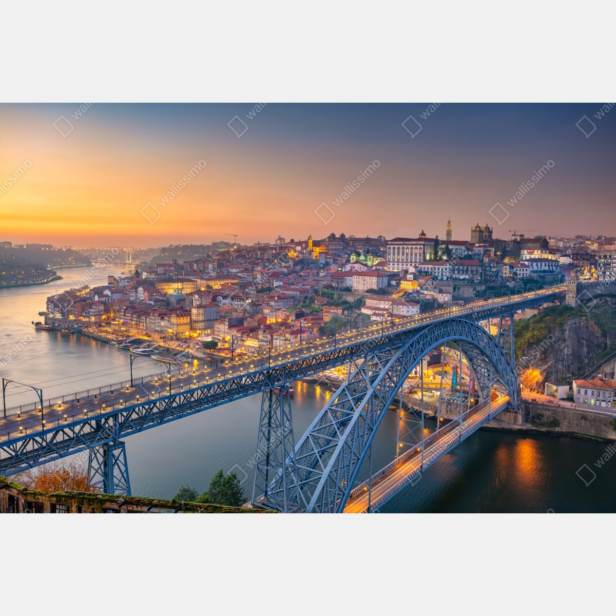 Obraz na płótnie panorama Porto o zmierzchu z mostem Dom Luís I – Wallissimo® Obraz na płótnie panorama Porto o zmierzchu z mostem Dom Luís I – Wallissimo®