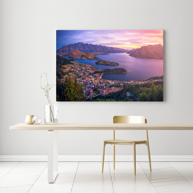Obraz na płótnie Queenstown panorama zmierzchu – Wallissimo® Obraz na płótnie Queenstown panorama zmierzchu – Wallissimo®