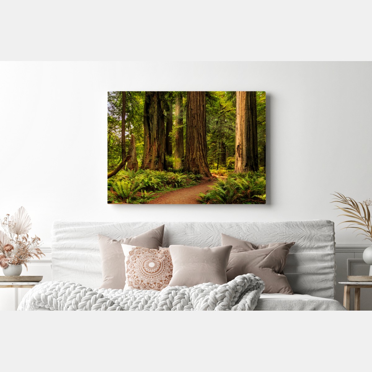 Obraz na płótnie Kalifornia sekwoje leśna ścieżka – Wallissimo® Obraz na płótnie Kalifornia sekwoje leśna ścieżka – Wallissimo®