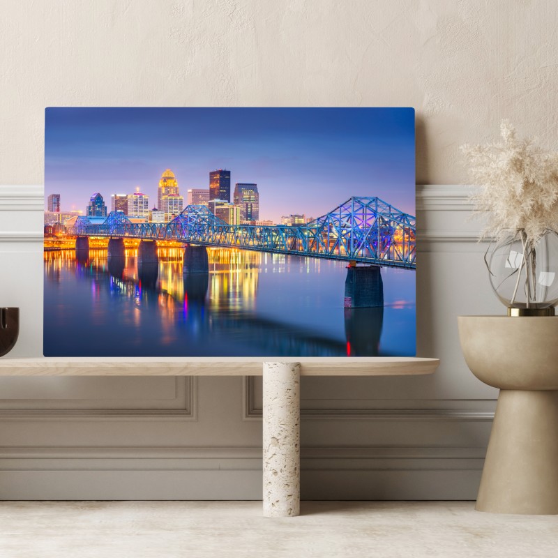 Obraz na płótnie Louisville panorama o zmierzchu – Wallissimo® Obraz na płótnie Louisville panorama o zmierzchu – Wallissimo®