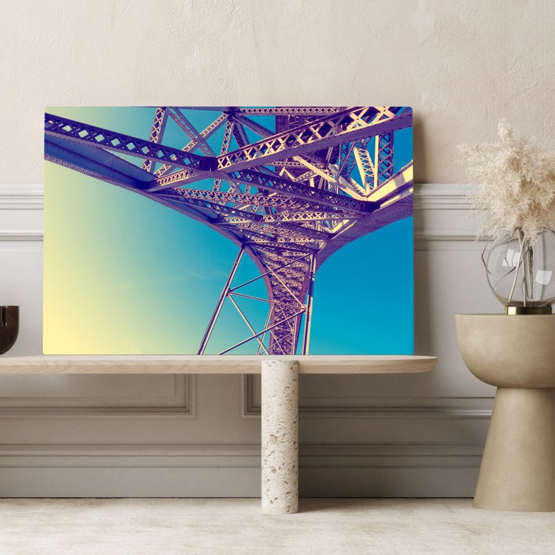 Obraz na płótnie abstrakcyjna stalowa konstrukcja mostu w perspektywie – Wallissimo® Obraz na płótnie abstrakcyjna stalowa konstrukcja mostu w perspektywie – Wallissimo®