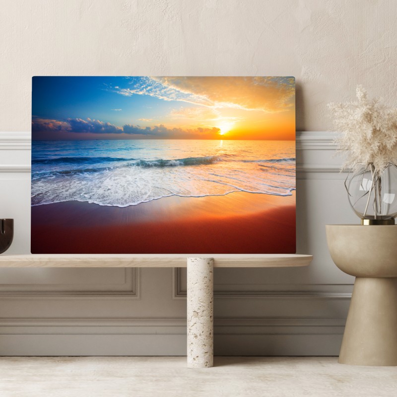 Obraz na płótnie spokojny zachód słońca nad oceanem – Wallissimo® Obraz na płótnie spokojny zachód słońca nad oceanem – Wallissimo®