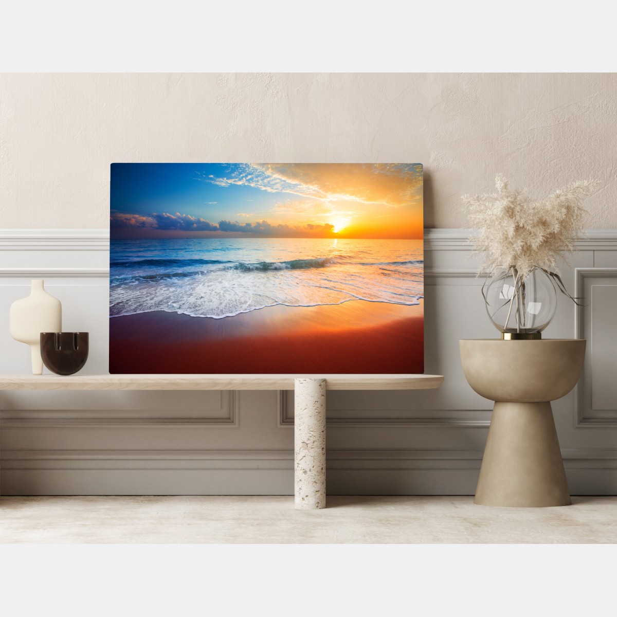 Obraz na płótnie spokojny zachód słońca nad oceanem – Wallissimo® Obraz na płótnie spokojny zachód słońca nad oceanem – Wallissimo®