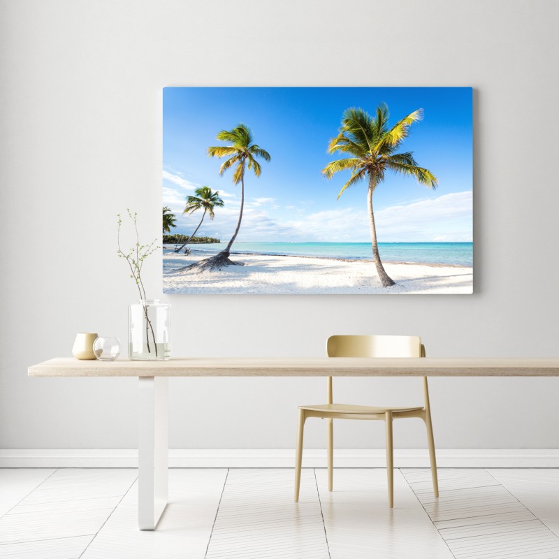 Obraz na płótnie tropikalna plaża z palmami – Wallissimo® Obraz na płótnie tropikalna plaża z palmami – Wallissimo®