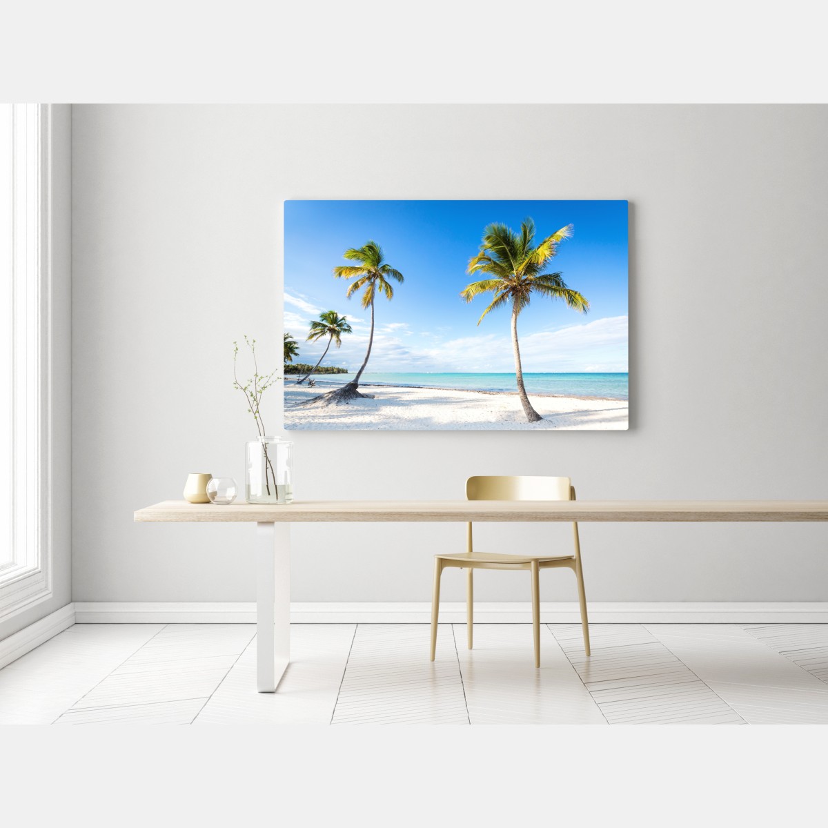 Obraz na płótnie tropikalna plaża z palmami – Wallissimo® Obraz na płótnie tropikalna plaża z palmami – Wallissimo®