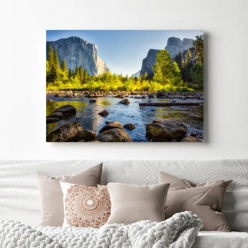 Obraz na płótnie złota dolina nad rzeką – Wallissimo® Obraz na płótnie złota dolina nad rzeką – Wallissimo®