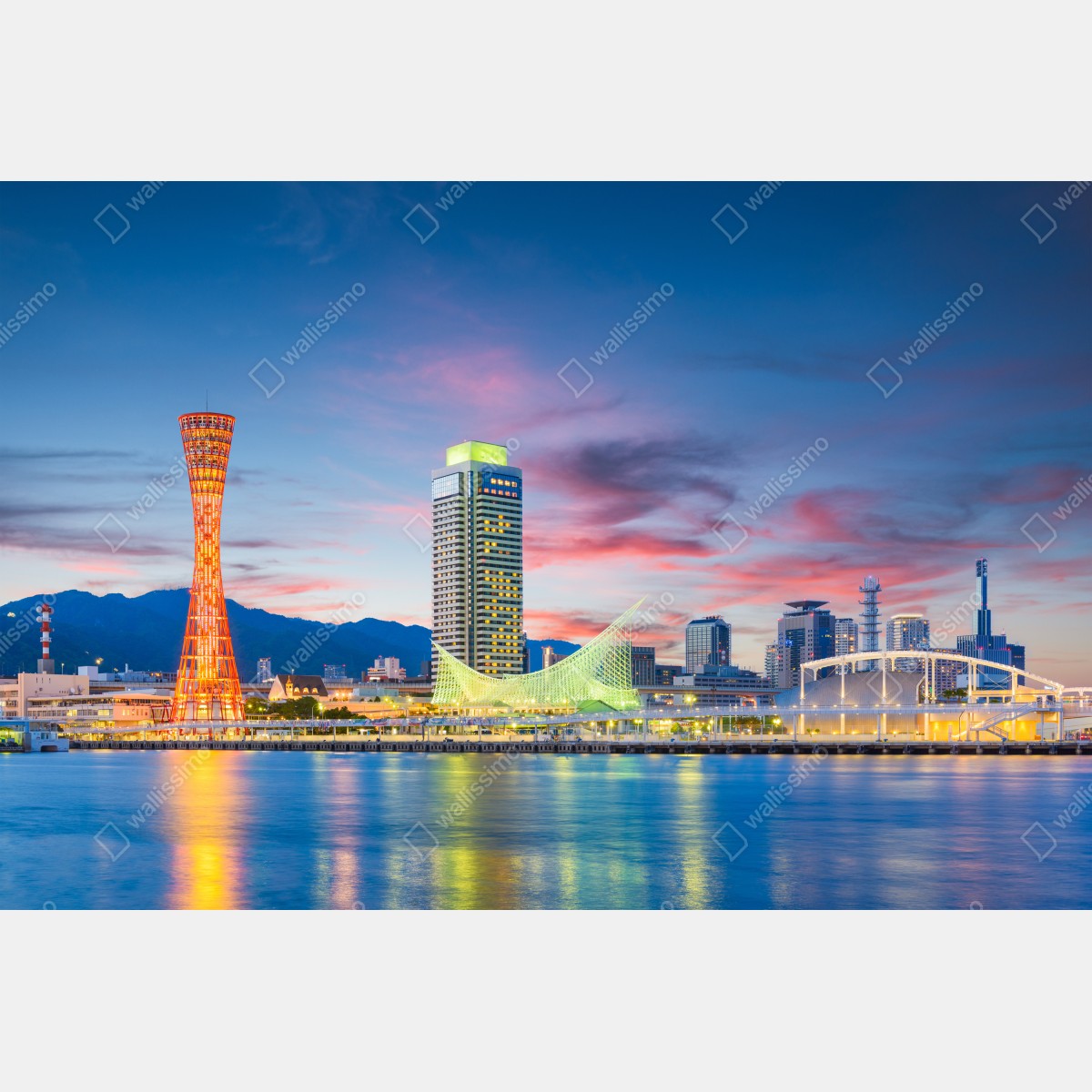 Obraz na płótnie Kobe panorama portu o zmierzchu – Wallissimo® Obraz na płótnie Kobe panorama portu o zmierzchu – Wallissimo®