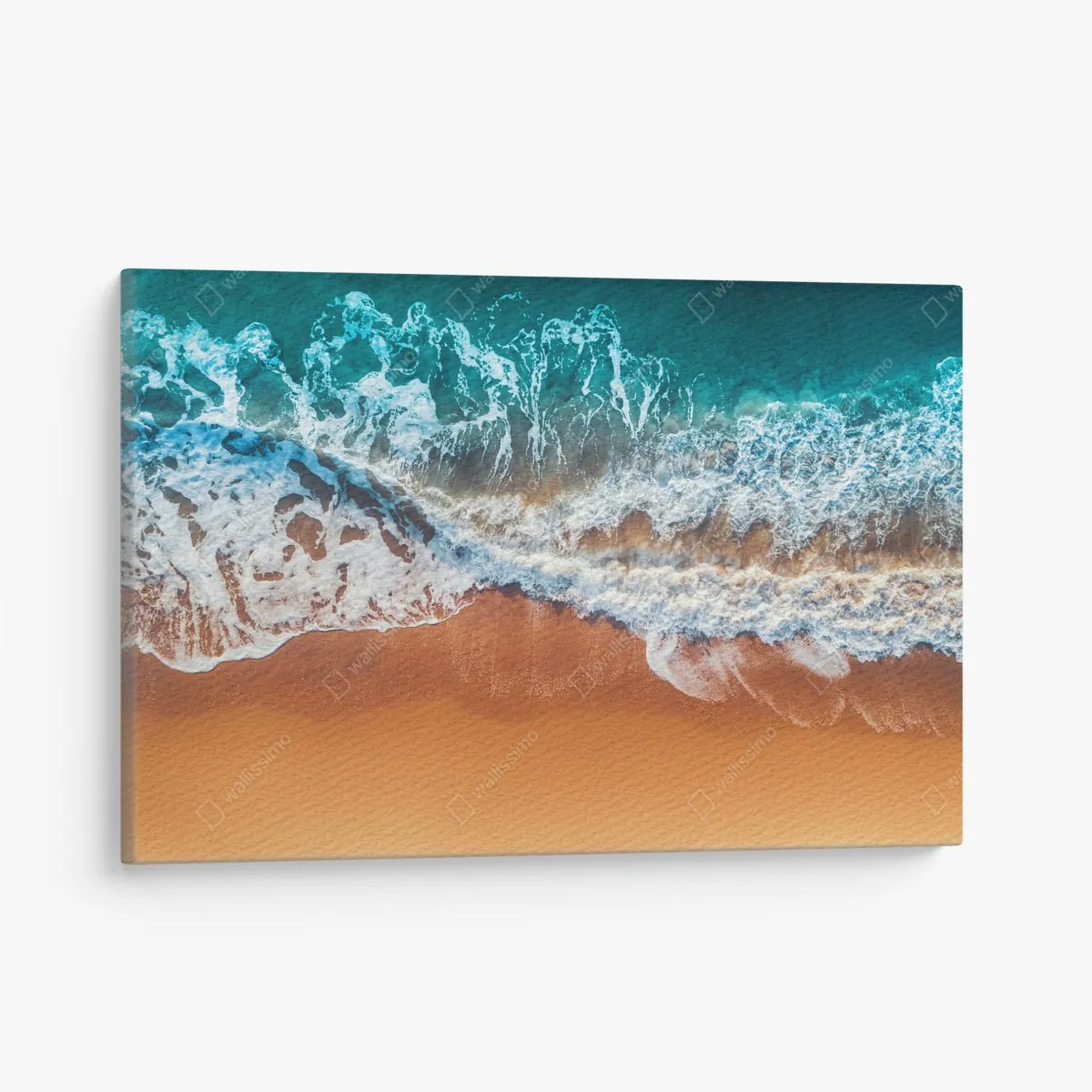 Obraz na płótnie lotnicze ujęcie turkusowych fal na piaszczystej plaży – Wallissimo® Obraz na płótnie lotnicze ujęcie turkusowych fal na piaszczystej plaży – Wallissimo®