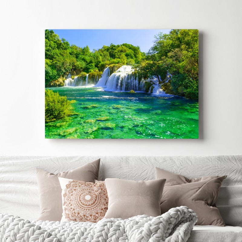 Obraz na płótnie szmaragdowy wodospad – Wallissimo® Obraz na płótnie szmaragdowy wodospad – Wallissimo®