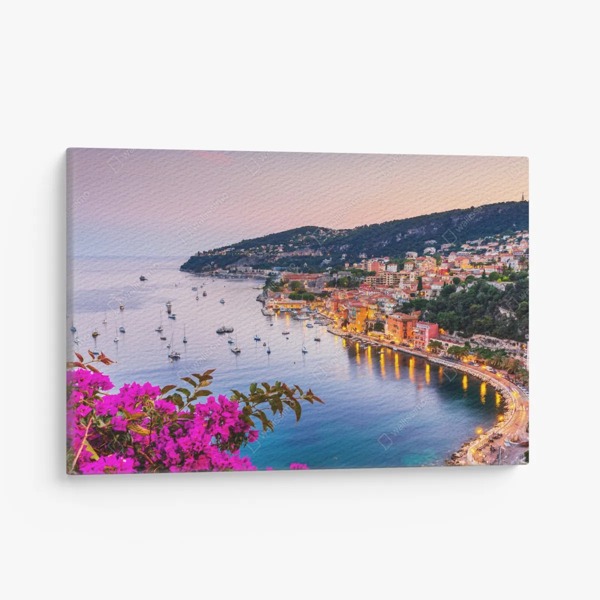 Obraz na płótnie zachód słońca nad zatoką Villefranche-sur-Mer – Wallissimo® Obraz na płótnie zachód słońca nad zatoką Villefranche-sur-Mer – Wallissimo®