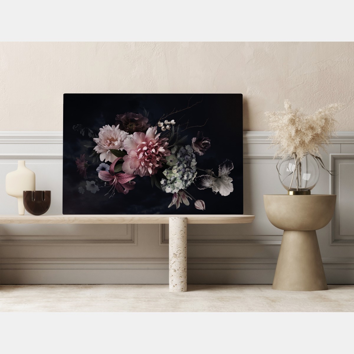 Obraz na płótnie bukiet piwonii i hortensji – Wallissimo® Obraz na płótnie bukiet piwonii i hortensji – Wallissimo®
