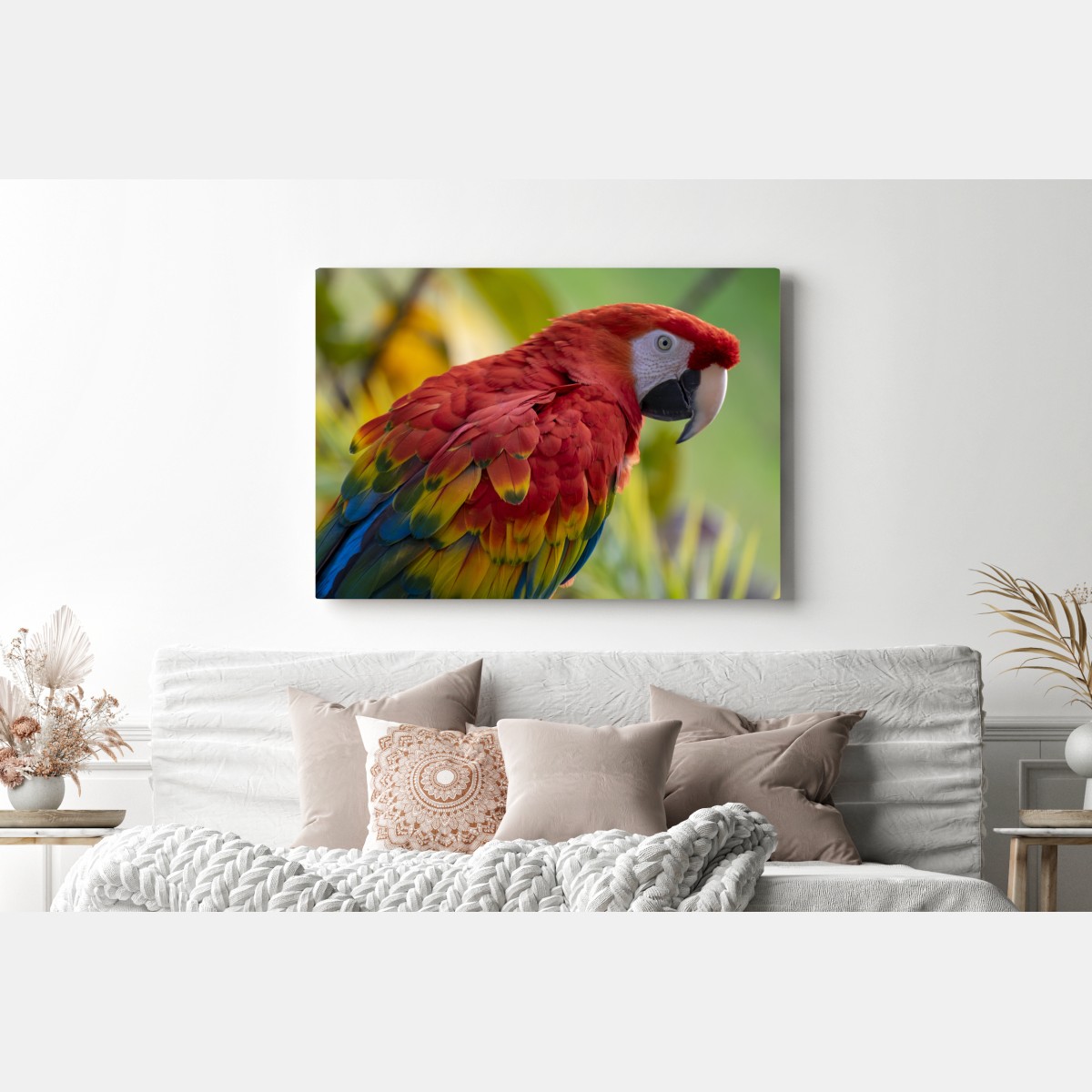 Obraz na płótnie wyrazisty portret ary szkarłatnej – Wallissimo® Obraz na płótnie wyrazisty portret ary szkarłatnej – Wallissimo®