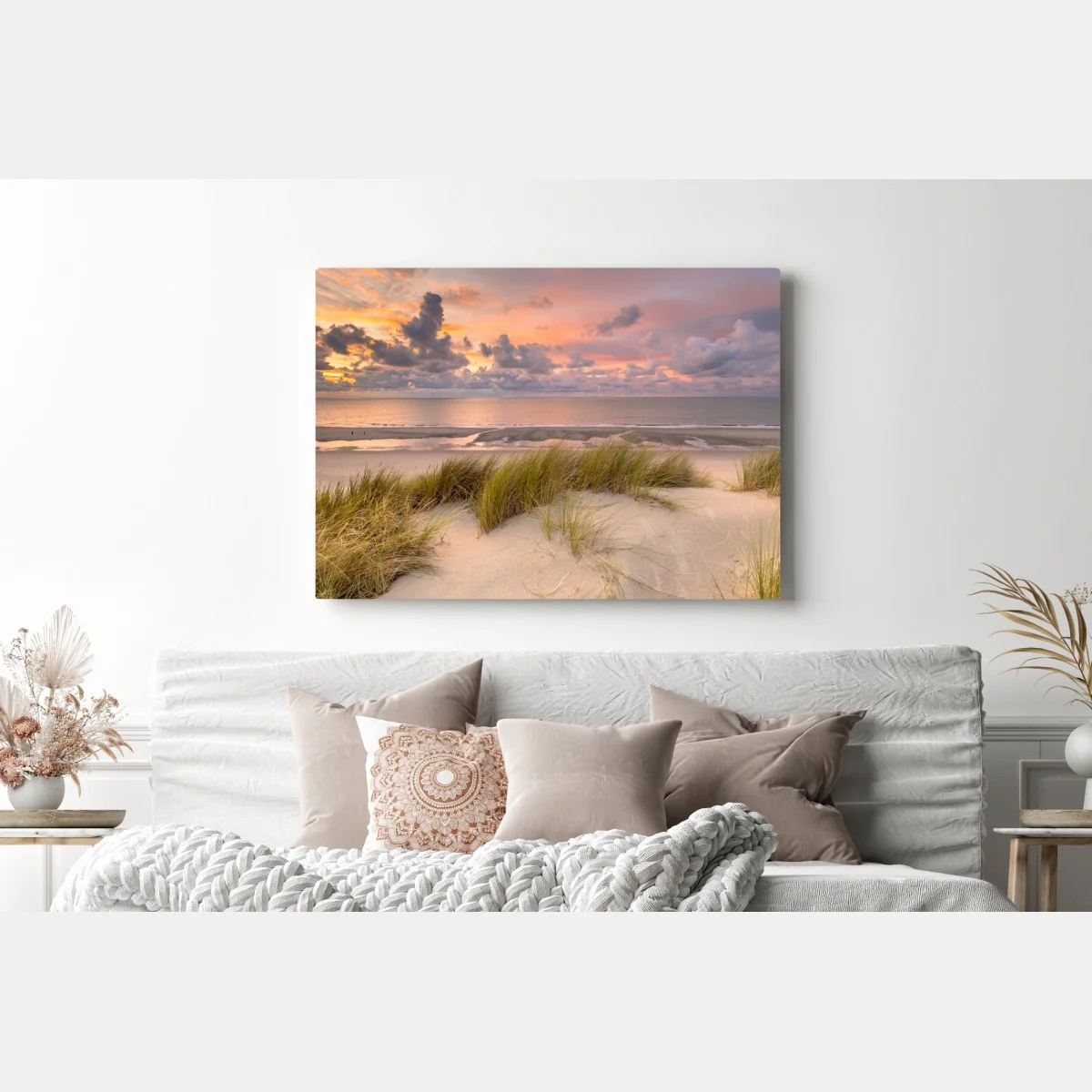 Obraz na płótnie zachód słońca nad wydmami Zeeland – Wallissimo® Obraz na płótnie zachód słońca nad wydmami Zeeland – Wallissimo®