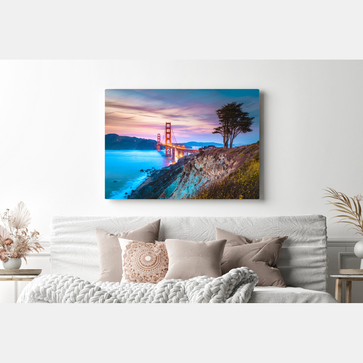 Obraz na płótnie Golden Gate Bridge o zmierzchu – Wallissimo® Obraz na płótnie Golden Gate Bridge o zmierzchu – Wallissimo®