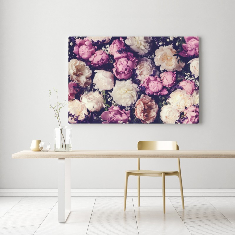 Obraz na płótnie romantyczny bukiet piwonii w pastelowych tonach – Wallissimo® Obraz na płótnie romantyczny bukiet piwonii w pastelowych tonach – Wallissimo®