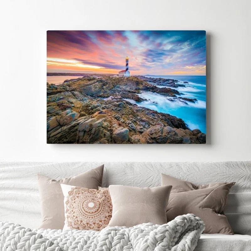Obraz na płótnie zachód słońca przy latarni Favaritx, Minorka – Wallissimo® Obraz na płótnie zachód słońca przy latarni Favaritx, Minorka – Wallissimo®