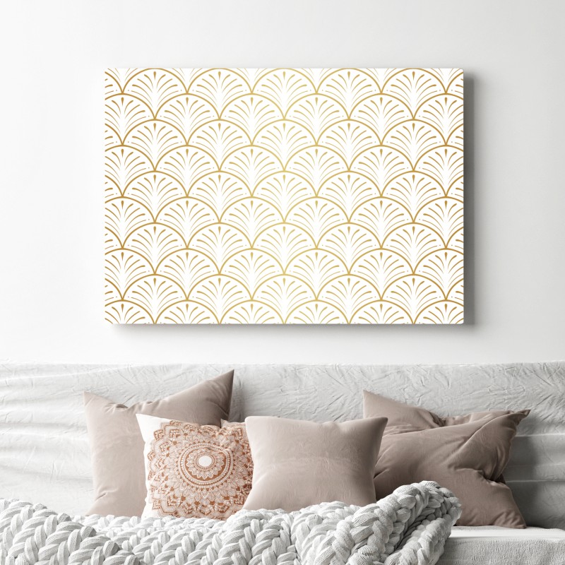 Obraz na płótnie złoty wzór art deco w stylu wachlarza – Wallissimo® Obraz na płótnie złoty wzór art deco w stylu wachlarza – Wallissimo®