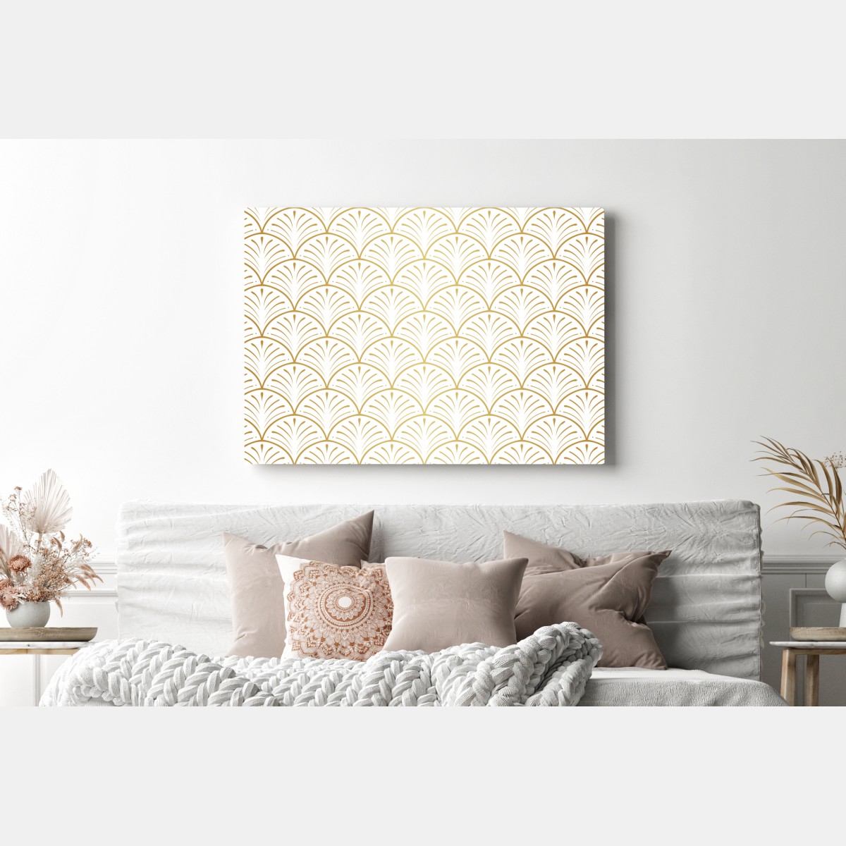 Obraz na płótnie złoty wzór art deco w stylu wachlarza – Wallissimo® Obraz na płótnie złoty wzór art deco w stylu wachlarza – Wallissimo®
