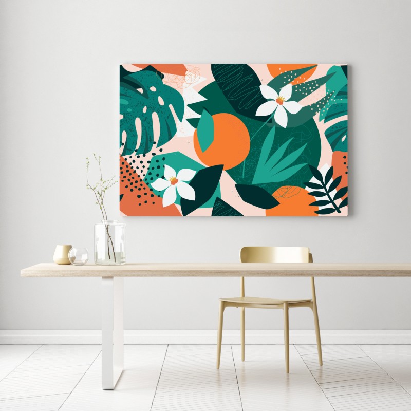 Obraz na płótnie tropikalne liście i cytrusowa ilustracja – Wallissimo® Obraz na płótnie tropikalne liście i cytrusowa ilustracja – Wallissimo®