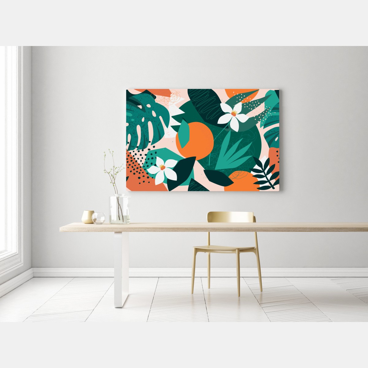 Obraz na płótnie tropikalne liście i cytrusowa ilustracja – Wallissimo® Obraz na płótnie tropikalne liście i cytrusowa ilustracja – Wallissimo®