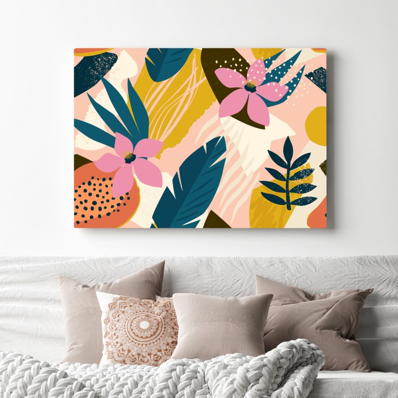 Obraz na płótnie tropikalna abstrakcyjna grafika kwiatowa – Wallissimo® Obraz na płótnie tropikalna abstrakcyjna grafika kwiatowa – Wallissimo®