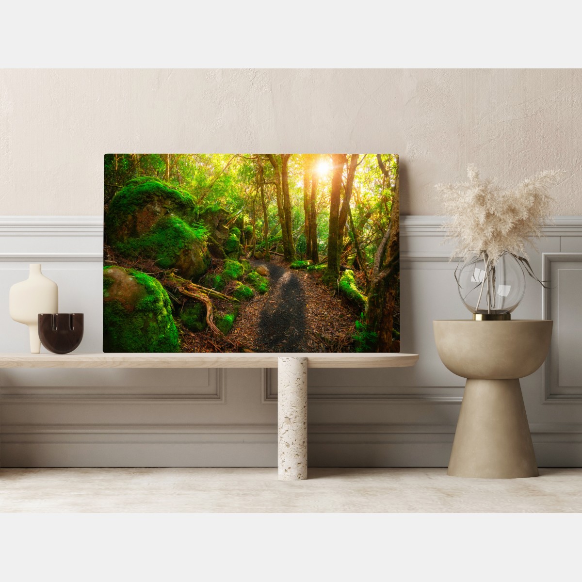 Obraz na płótnie słoneczna ścieżka w lesie deszczowym Półwyspu Tasman, Tasmania – Wallissimo® Obraz na płótnie słoneczna ścieżka w lesie deszczowym Półwyspu Tasman, Tasmania – Wallissimo®