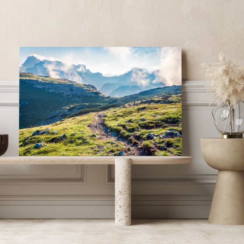 Obraz na płótnie mglisty poranek na Monte Piana, Dolomity – Wallissimo® Obraz na płótnie mglisty poranek na Monte Piana, Dolomity – Wallissimo®