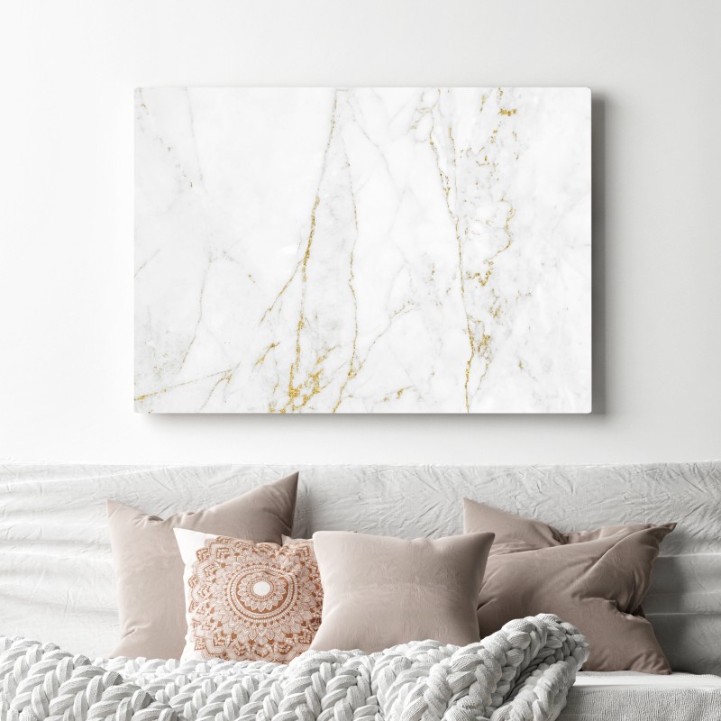 Obraz na płótnie biały marmur ze złotymi żyłkami – Wallissimo® Obraz na płótnie biały marmur ze złotymi żyłkami – Wallissimo®