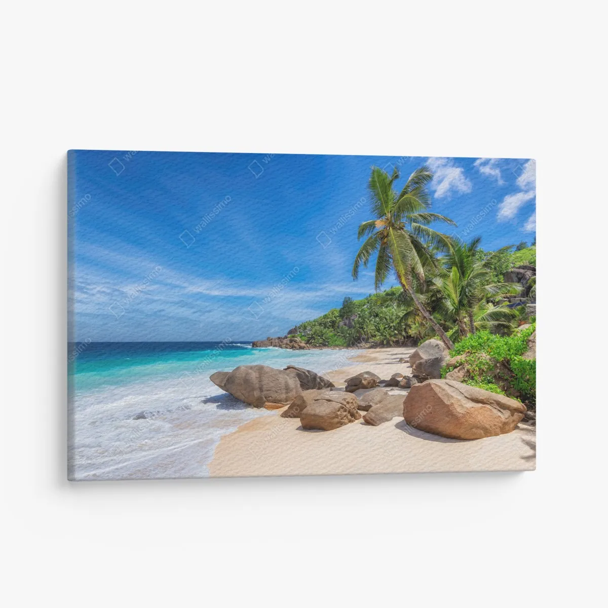 Obraz na płótnie tropikalna plaża z palmami – Wallissimo® Obraz na płótnie tropikalna plaża z palmami – Wallissimo®
