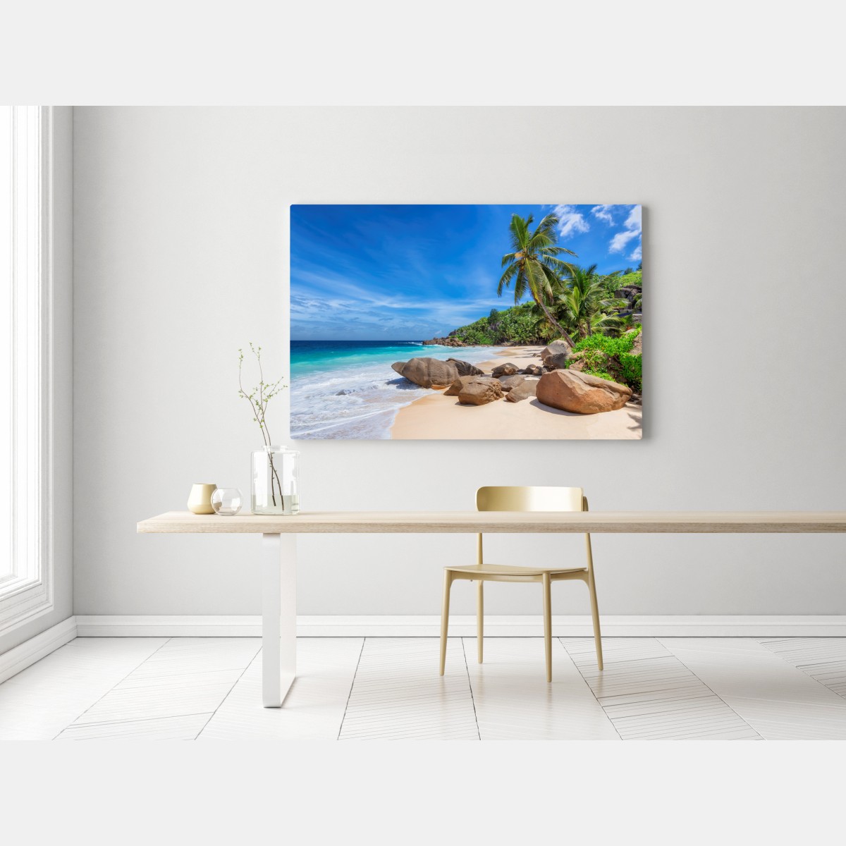 Obraz na płótnie tropikalna plaża z palmami – Wallissimo® Obraz na płótnie tropikalna plaża z palmami – Wallissimo®