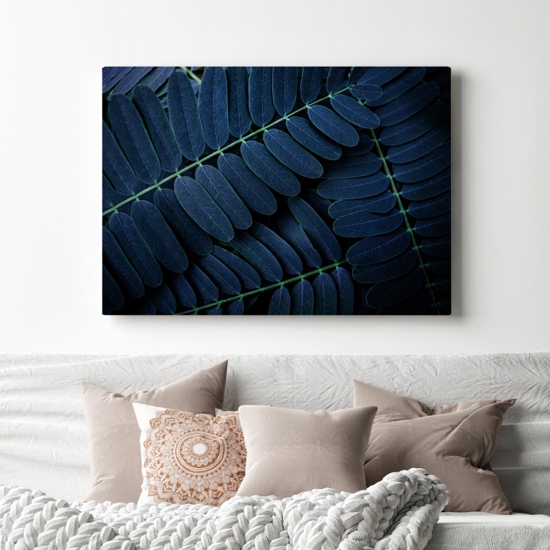 Obraz na płótnie niebieski wzór liści