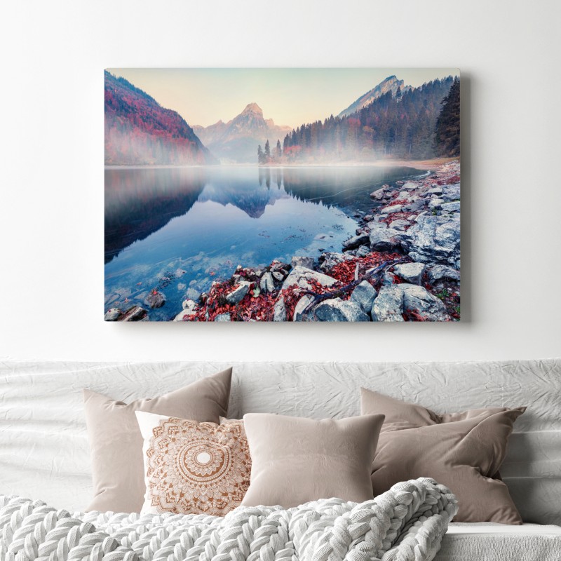 Obraz na płótnie mglisty jesienny poranek nad Obersee, Alpy Szwajcarskie