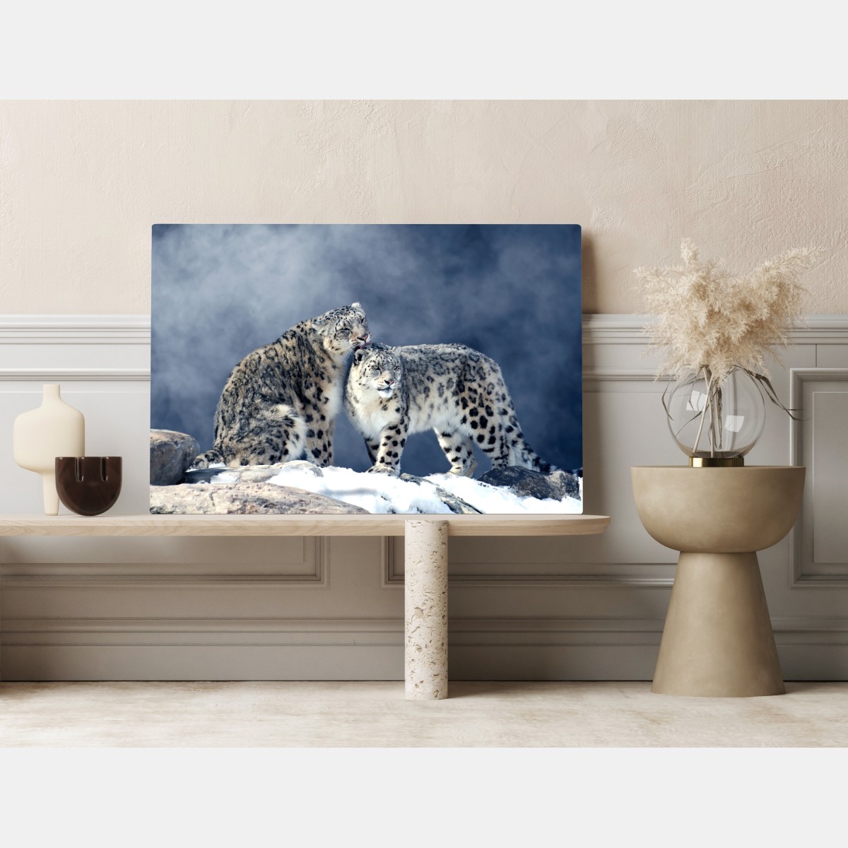 Obraz na płótnie majestatyczne pantery śnieżne w zimie – Wallissimo® Obraz na płótnie majestatyczne pantery śnieżne w zimie – Wallissimo®