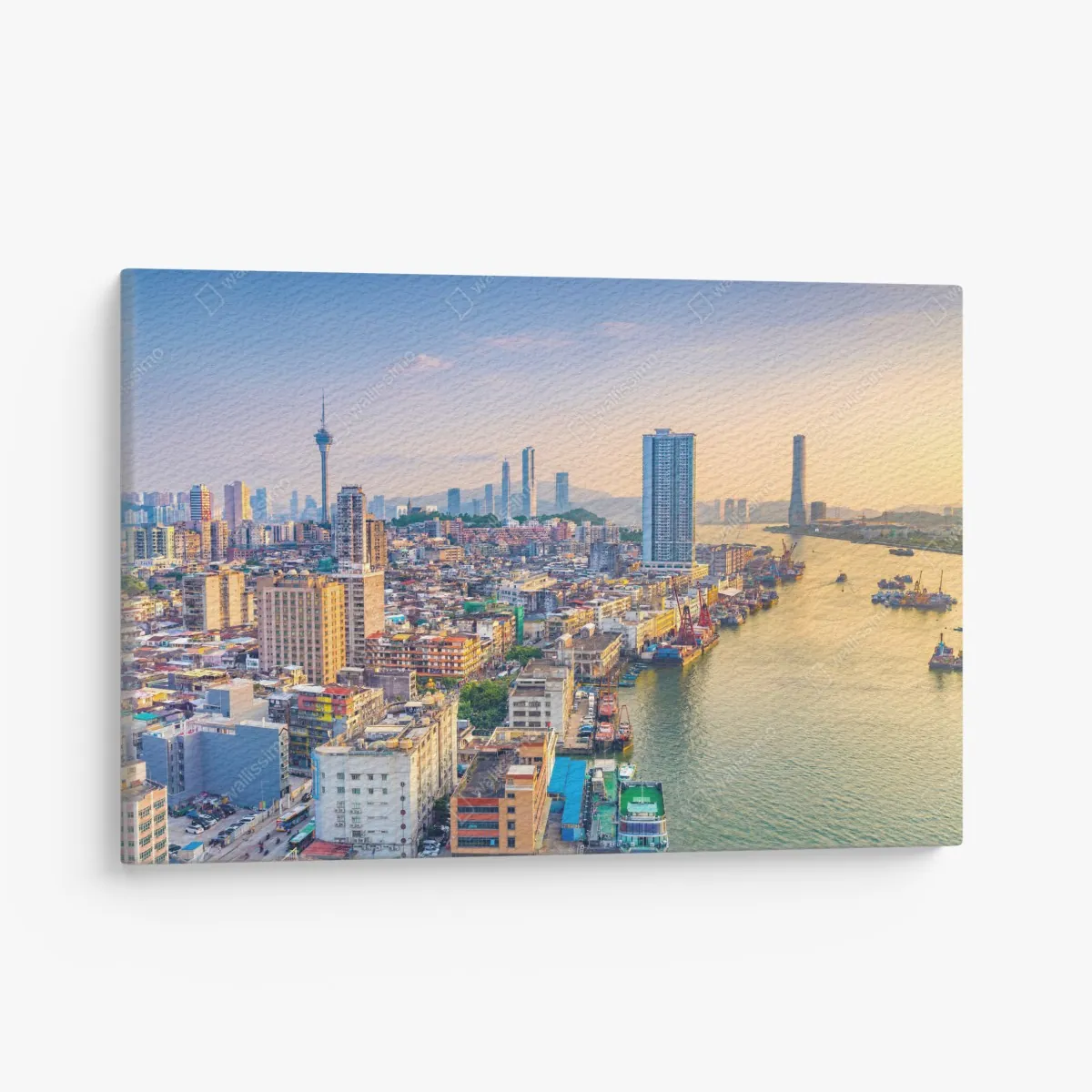 Obraz na płótnie Macao panorama miasta o zachodzie słońca – Wallissimo® Obraz na płótnie Macao panorama miasta o zachodzie słońca – Wallissimo®