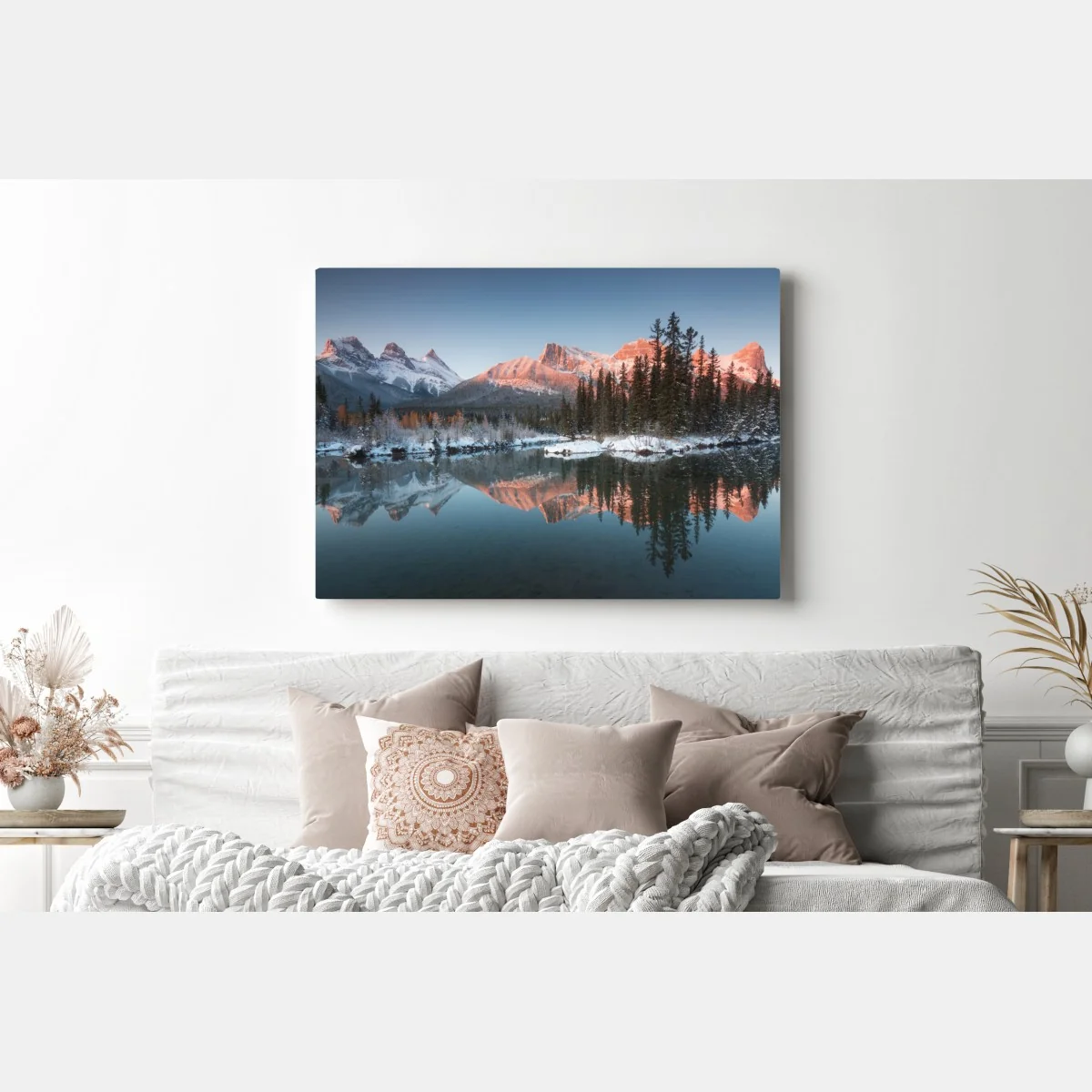 Obraz na płótnie górskie odbicie w porannym blasku – Wallissimo® Obraz na płótnie górskie odbicie w porannym blasku – Wallissimo®