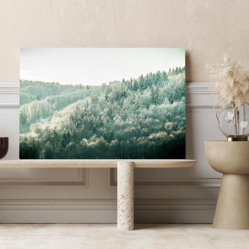 Obraz na płótnie mglisty szronowy las – Wallissimo® Obraz na płótnie mglisty szronowy las – Wallissimo®