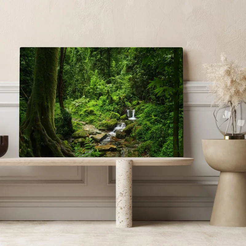 Obraz na płótnie bujny zielony leśny wodospad – Wallissimo® Obraz na płótnie bujny zielony leśny wodospad – Wallissimo®