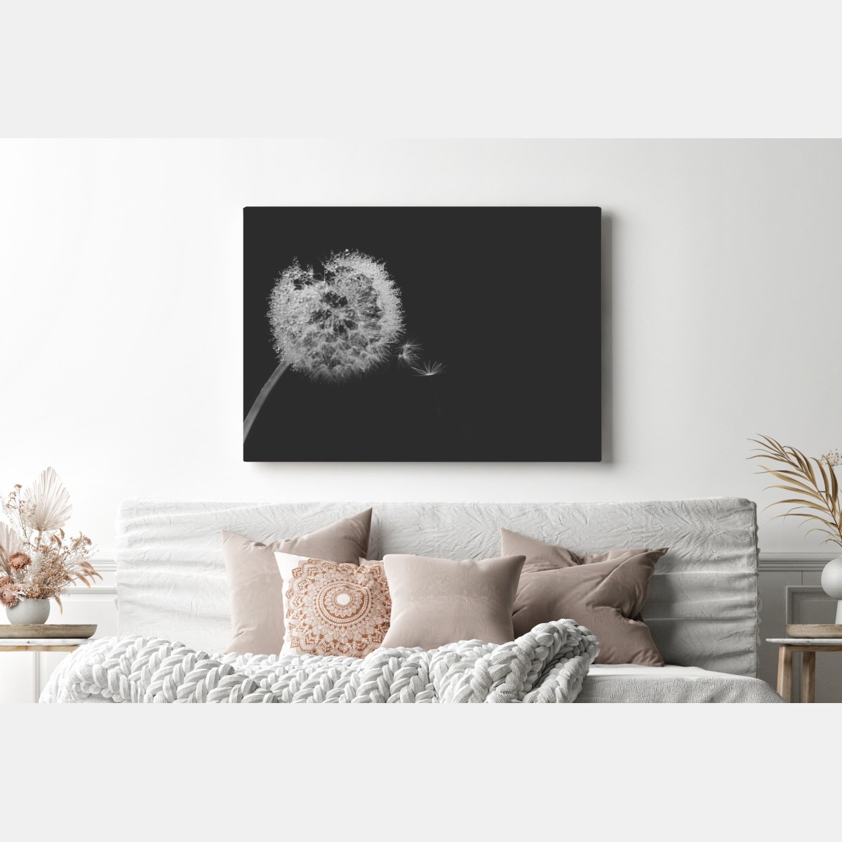 Obraz na płótnie delikatny dmuchawiec w monochromie – Wallissimo® Obraz na płótnie delikatny dmuchawiec w monochromie – Wallissimo®