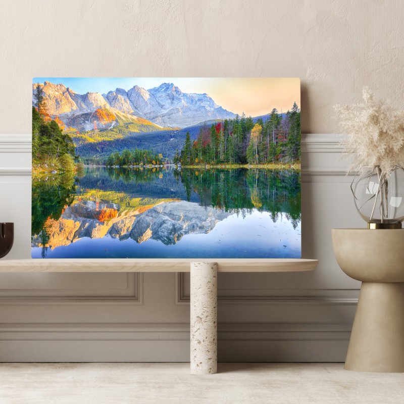 Obraz na płótnie jesienne odbicie na Eibsee przy Zugspitze