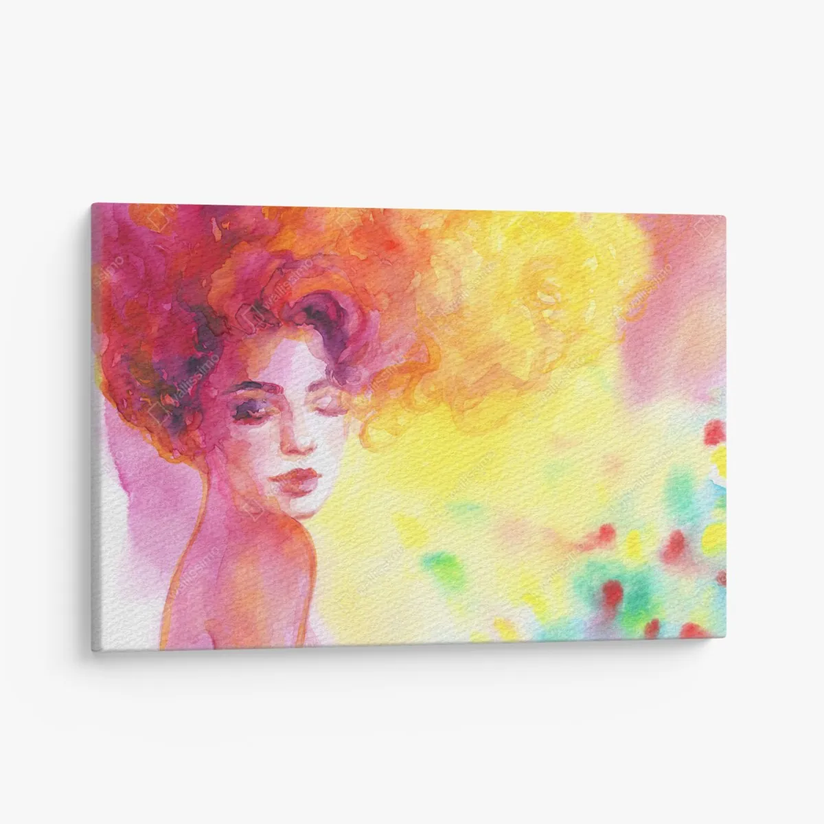 Obraz na płótnie promienny akwarelowy portret kobiety – Wallissimo® Obraz na płótnie promienny akwarelowy portret kobiety – Wallissimo®