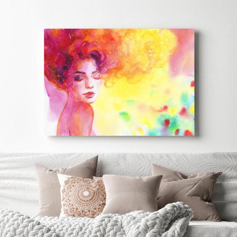 Obraz na płótnie promienny akwarelowy portret kobiety – Wallissimo® Obraz na płótnie promienny akwarelowy portret kobiety – Wallissimo®
