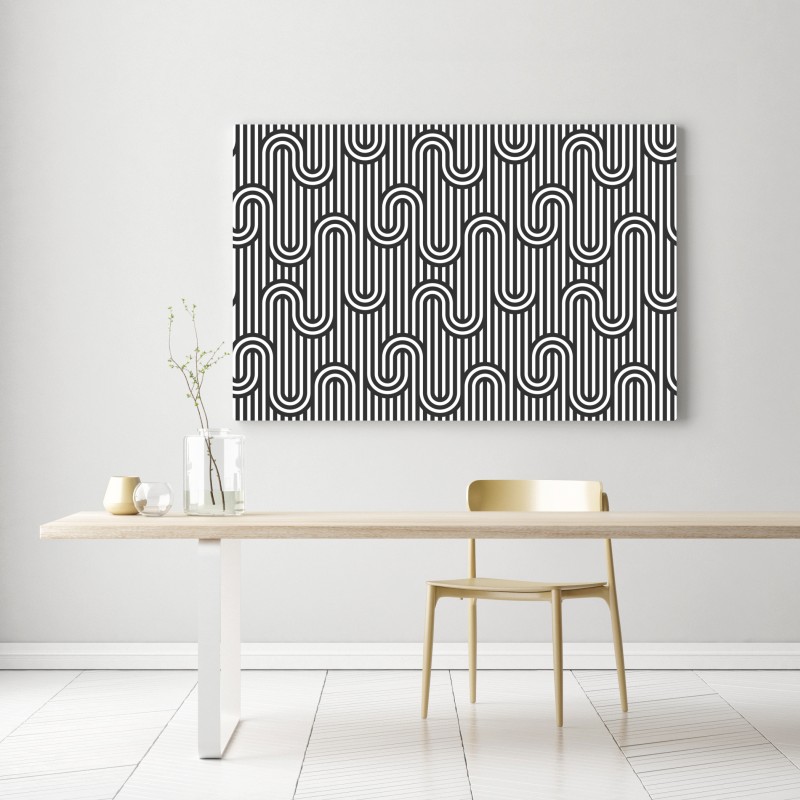 Obraz na płótnie czarno-biały geometryczny wzór optyczny – Wallissimo® Obraz na płótnie czarno-biały geometryczny wzór optyczny – Wallissimo®
