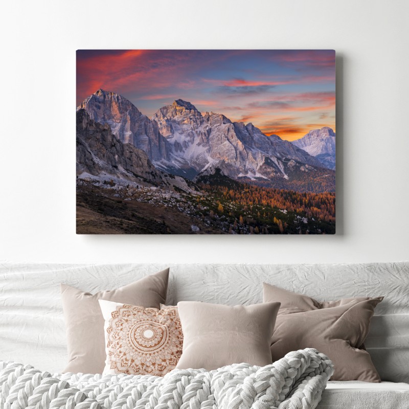 Obraz na płótnie majestatyczny jesienny zachód w górach – Wallissimo® Obraz na płótnie majestatyczny jesienny zachód w górach – Wallissimo®