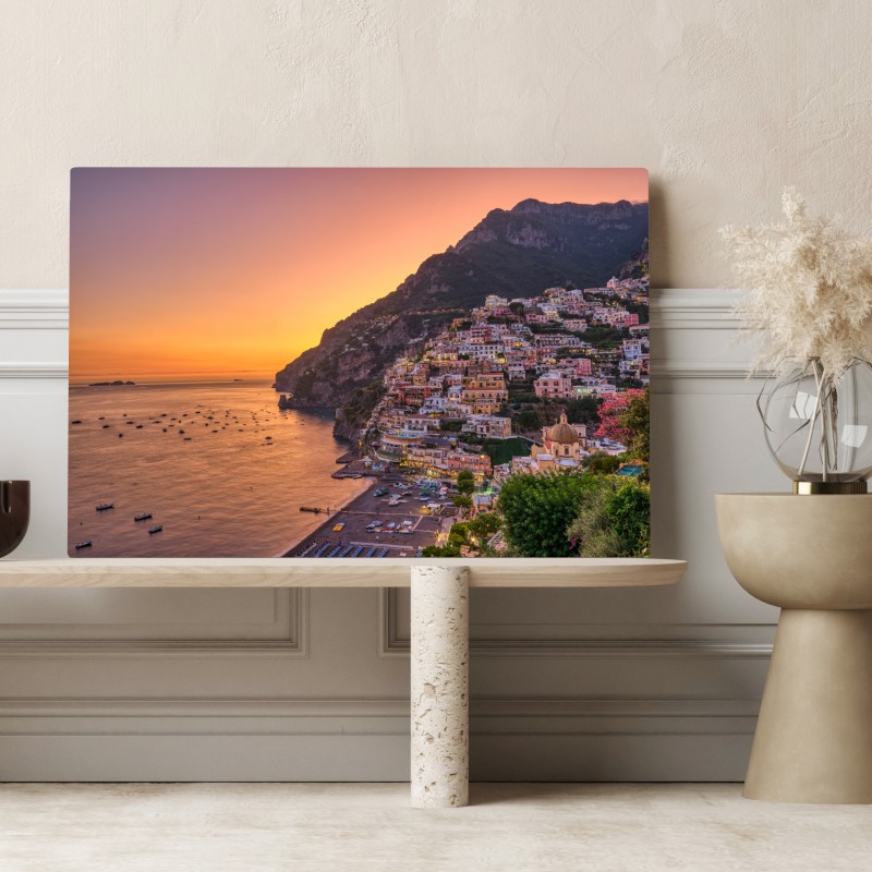 Obraz na płótnie zachód słońca nad Positano, Wybrzeże Amalfitańskie – Wallissimo® Obraz na płótnie zachód słońca nad Positano, Wybrzeże Amalfitańskie – Wallissimo®