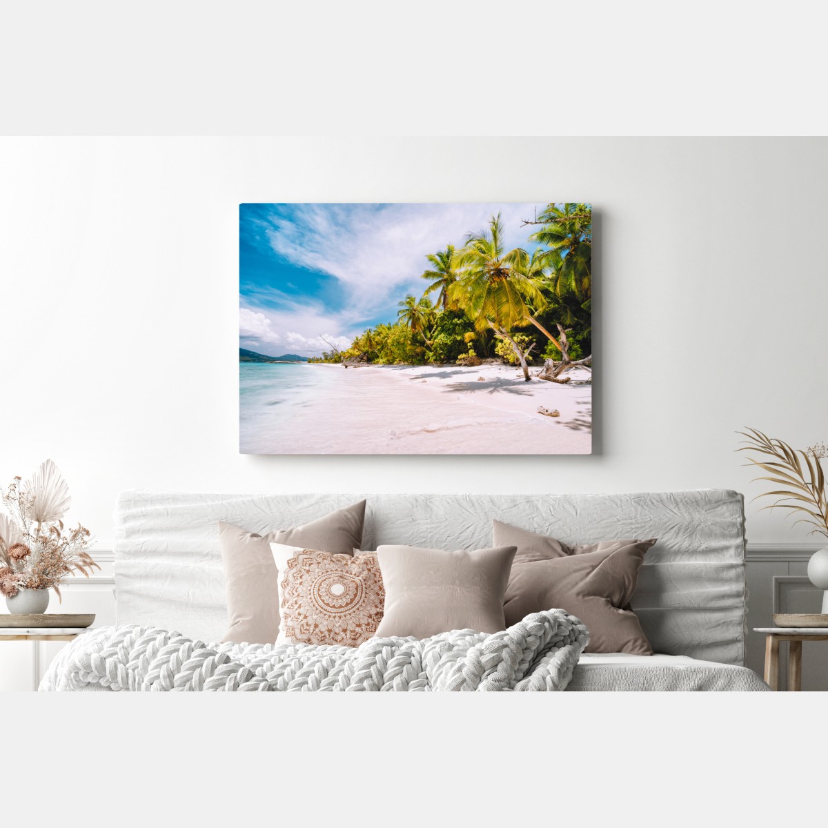 Obraz na płótnie tropikalna plaża z palmami – Wallissimo® Obraz na płótnie tropikalna plaża z palmami – Wallissimo®