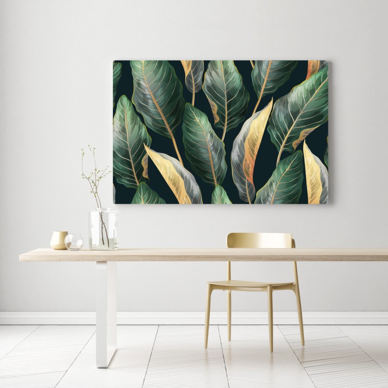 Obraz na płótnie vintage tropikalny wzór z liśćmi – Wallissimo® Obraz na płótnie vintage tropikalny wzór z liśćmi – Wallissimo®